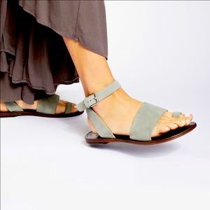 Free People Torrance Leather Sandals Gray Green 38